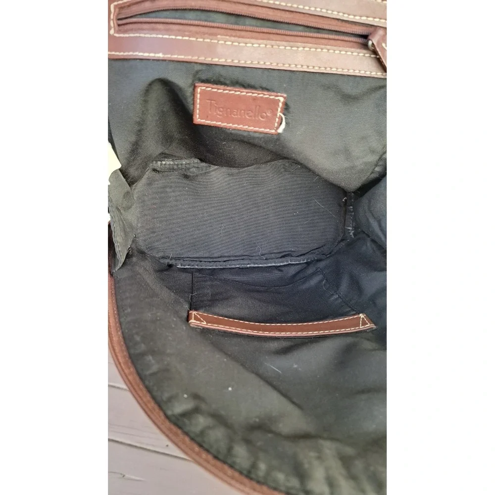 Tignanello Women's Leather Brown Small Backpack Adjustable Straps Zipped Pockets